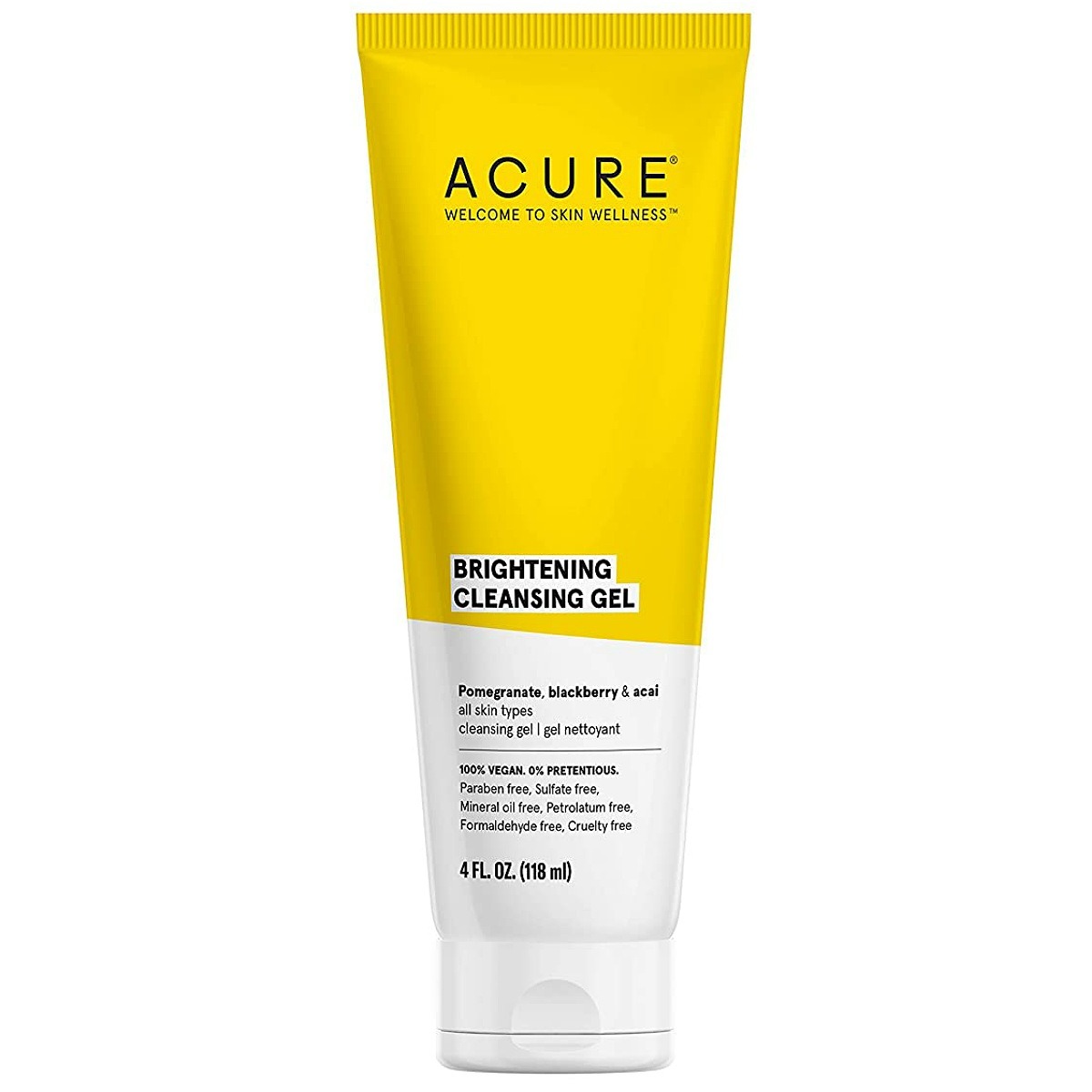 ACURE Brightening Cleansing Gel 100% Vegan For A Brighter Appearance Pomegranate Blackberry & Acai