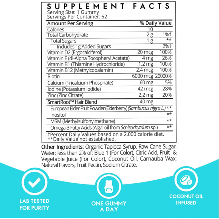 SugarbearPRO Hair Vitamin Extra Strength 6000mcg Biotin Gummy for Women & Men – 2 Month Supply - Image 3