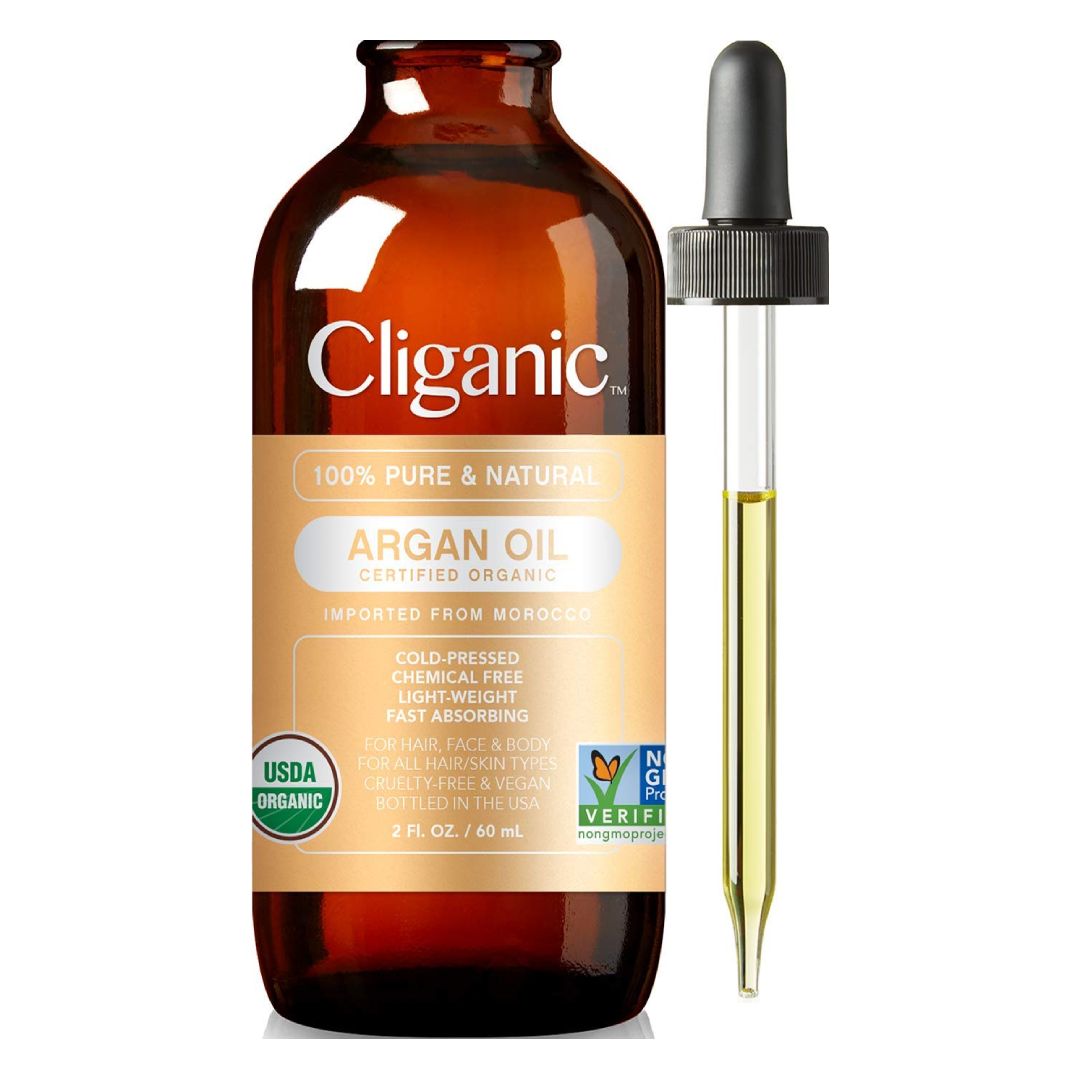 Cliganic Organic Argan Oil 100% Pure | for Hair Face & Skin Cold Pressed Carrier Oil Imported from Morocco