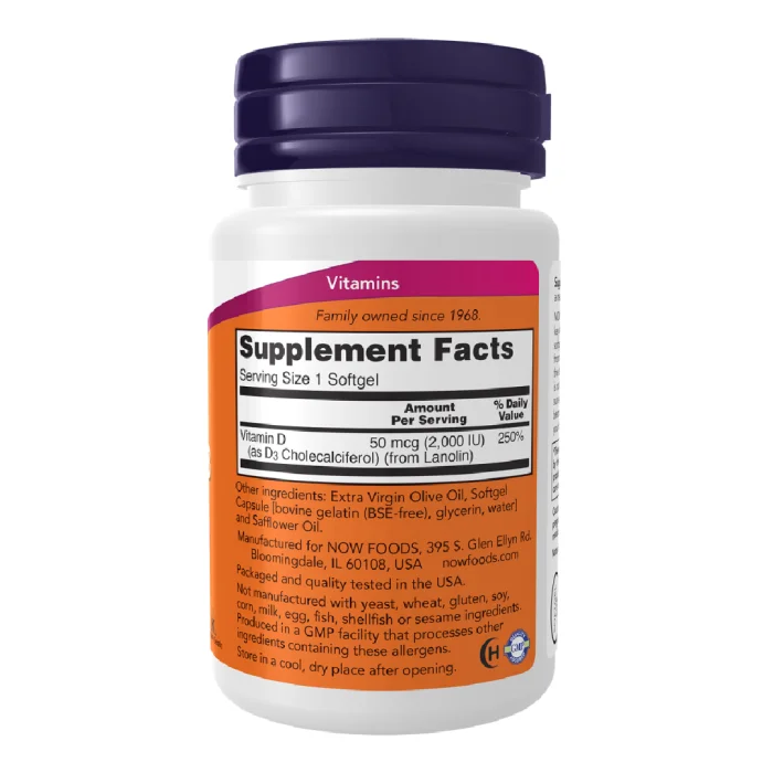 Now Foods Vitamin D-3 2000 IU - Image 3