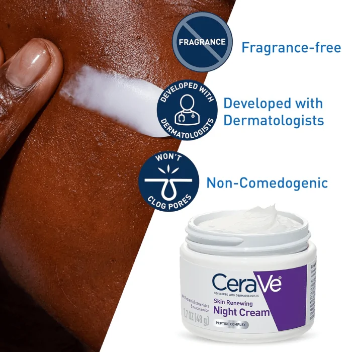 CeraVe Skin Renewing Night Cream  Niacinamide, Peptide Complex, and Hyaluronic Acid Moisturizer for Face  50ml (Canada) - Image 2