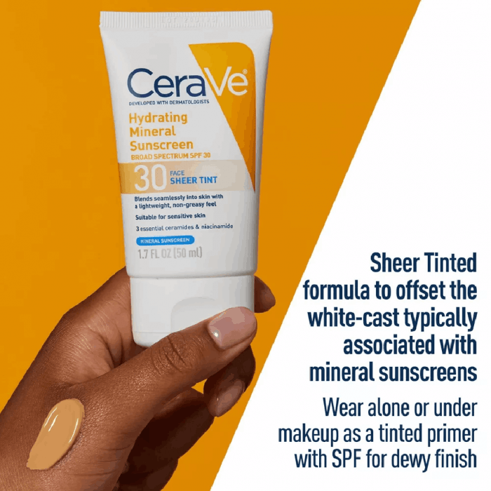 CeraVe Hydrating Mineral Tinted Face Sunscreen Lotion SPF 30 - Image 2