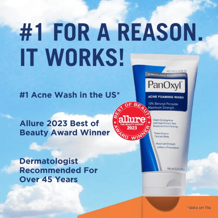 PanOxyl Acne Foaming Wash Benzoyl Peroxide 10% Maximum Strength Antimicrobial - Image 2
