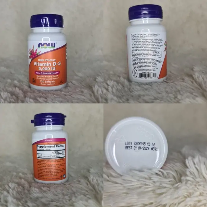 Now Foods, Vitamin D-3, 125 mcg (5,000 IU), 120 Softgels - Image 2