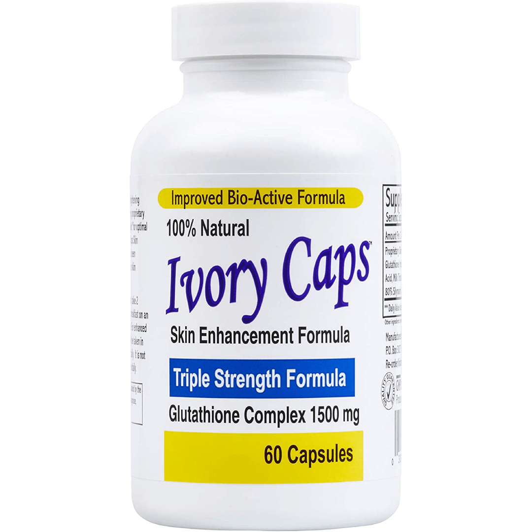 Ivory Caps – Maximum Potency 1500 mg Glutathione Skin Whitening Pills Complex, 60 Capsules
