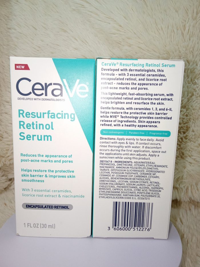 CeraVe Po-re Refining, Resurfacing, Brigh-Ten-ing Retinol Facial Serum 30ml - Image 5