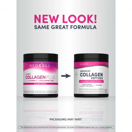 Neocell Advanced Collagen Peptides + Hyaluronic Acid + C, 6.9 oz 195 g