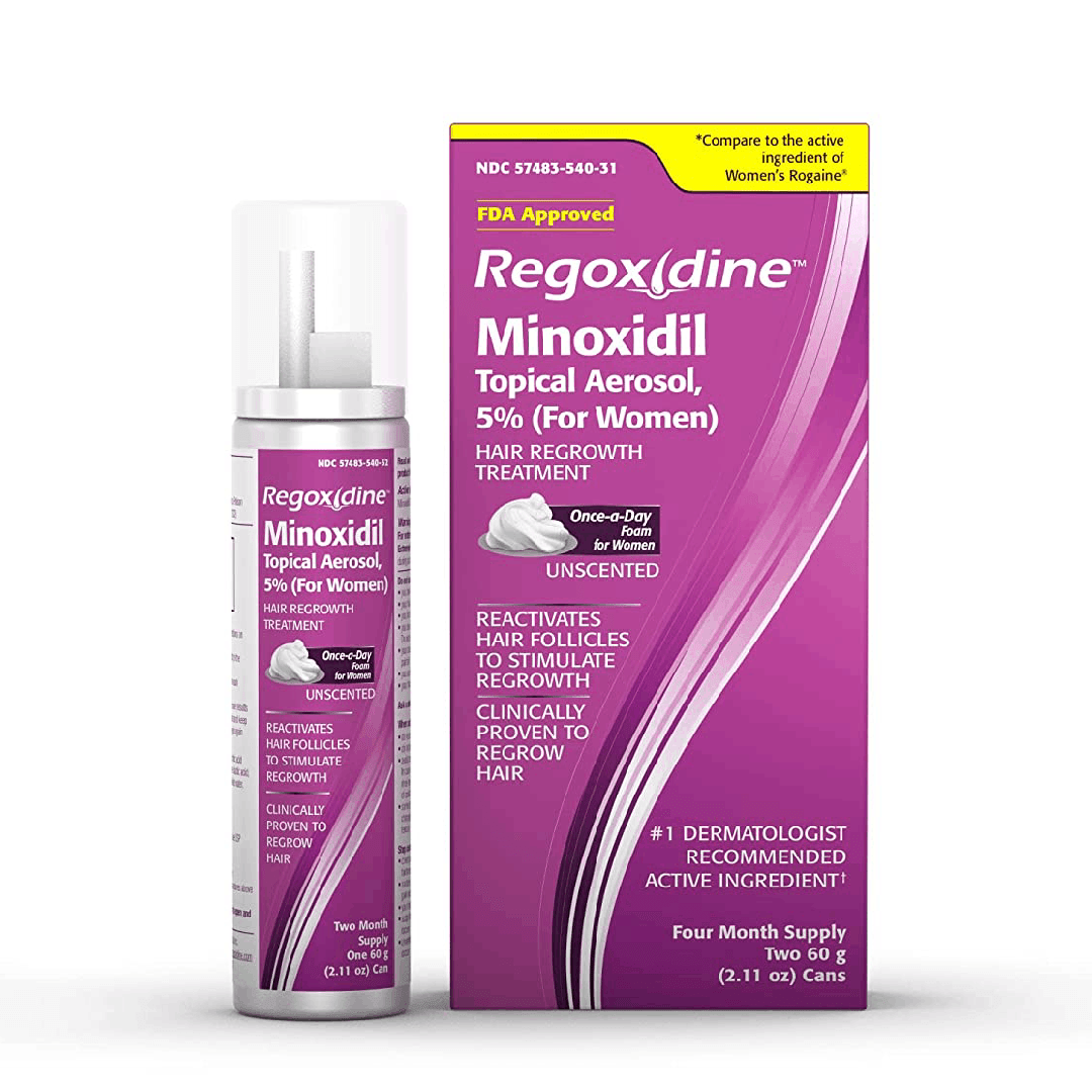 Regoxidine Women’s Minoxidil Topical & Foam Helps Restore Top of Scalp Hair Loss and Support Hair Regrowth with Unscented Topical Treatment for Thinning Hair (5% Foam 4-Month Supply)