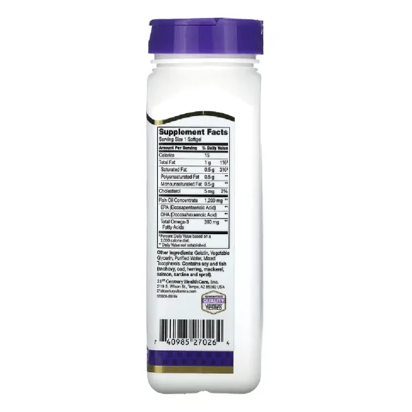 21st Century, Fish Oil, 1,200 mg, 90 Softgels - Image 3