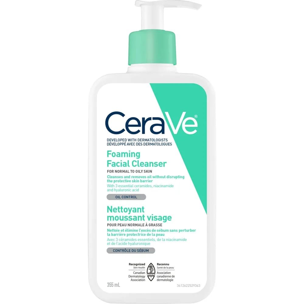 CeraVe Foaming Face Wash, Facial Cleanser for Normal to Oily Skin 355ml ( Language may vary)