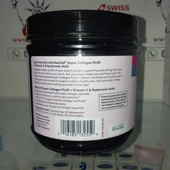 NeoCell Super Collagen Plus With Vitamin C and Hyaluronic Acid Collagen Powder, Unflavored, 12g 30Servings 13.7 oz - Image 3