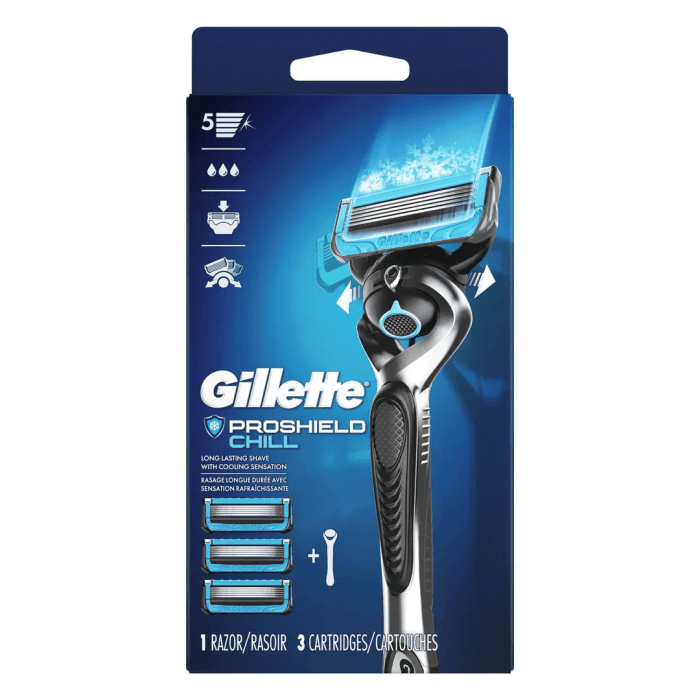 Gillette ProShield Chill Men's Razor Handle + 3 Blade Refills - Image 1