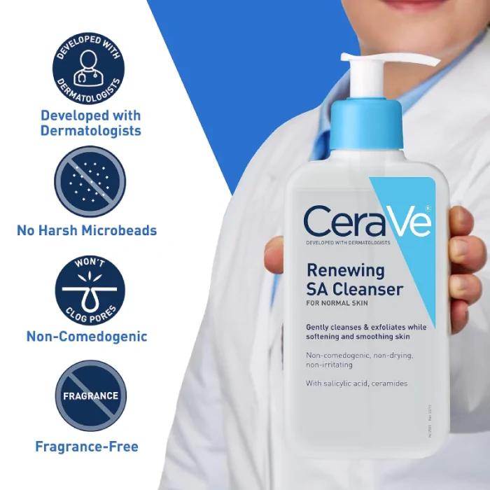 CeraVe SA Cleanser | Salicylic Acid Cleanser with Hyaluronic Acid 8 Ounce - Image 3