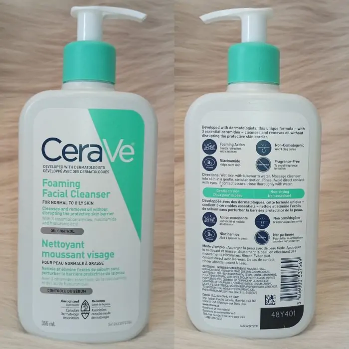 CeraVe Gentle Foaming Facial Cleanser With Niacinamide, Hyaluronic Acid and 3 Ceramides | Makeup Remover - Image 3