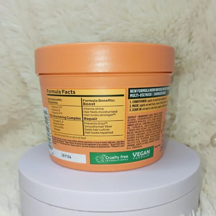 Garnier Ultimate Blends Hair Food Papaya 3-in-1 Damaged Hair Mask Treatment 400ml - Image 3