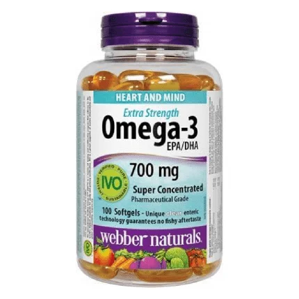 Webber Naturals Omega-3 Extra Strength | 700 mg EPA/DHA | Super Concentrated | 100 Softgels