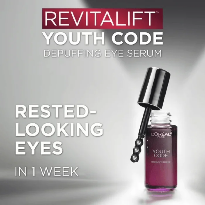 L'Oréal Paris Revitalift Youth Code Eye Serum, 10% Probiotic Ferments + Caffeine – 20ml - Image 2