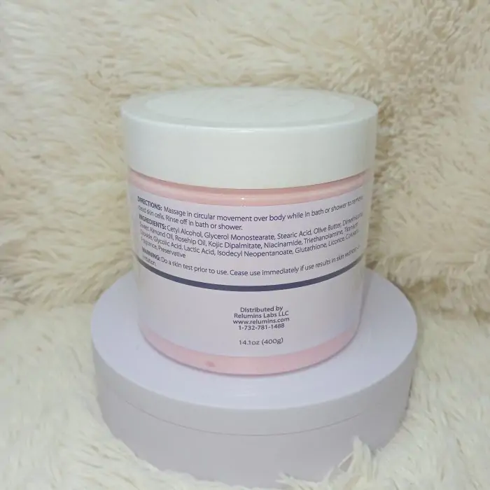 Relumins Premium Whitening Scrub 400ML - Intense Whitening & Exfoliation with Glutathione, Arbutin, Rosehip & Kojic Acid 400ml - Image 3
