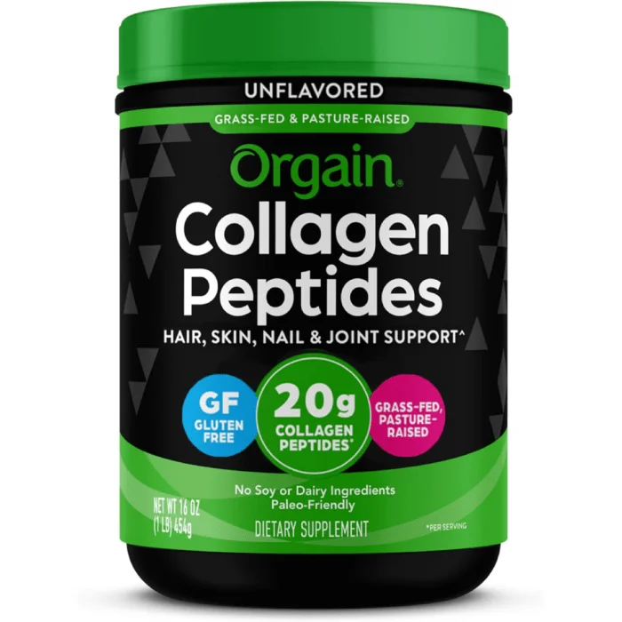Orgain Hydrolyzed Collagen Peptides Powder for Women & Men, 1lb – 20g Grass-Fed Collagen, Unflavored 454g - Image 1