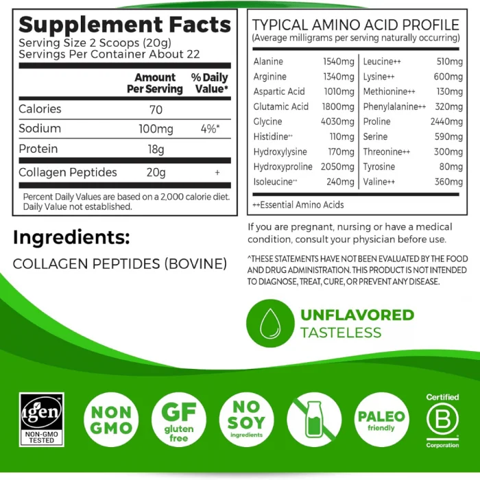 Orgain Hydrolyzed Collagen Peptides Powder for Women & Men, 1lb – 20g Grass-Fed Collagen, Unflavored 454g - Image 6