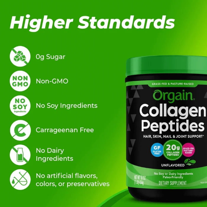Orgain Hydrolyzed Collagen Peptides Powder for Women & Men, 1lb – 20g Grass-Fed Collagen, Unflavored 454g - Image 3