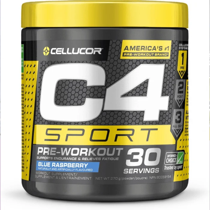 C4 Sport Pre-Workout Powder Blue Raspberry | 135mg Caffeine + Creatine Monohydrate | Informed Choice Certified | Sugar-Free | 30 Servings - Image 1