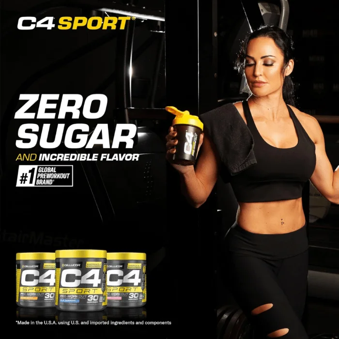 C4 Sport Pre-Workout Powder Blue Raspberry | 135mg Caffeine + Creatine Monohydrate | Informed Choice Certified | Sugar-Free | 30 Servings - Image 2
