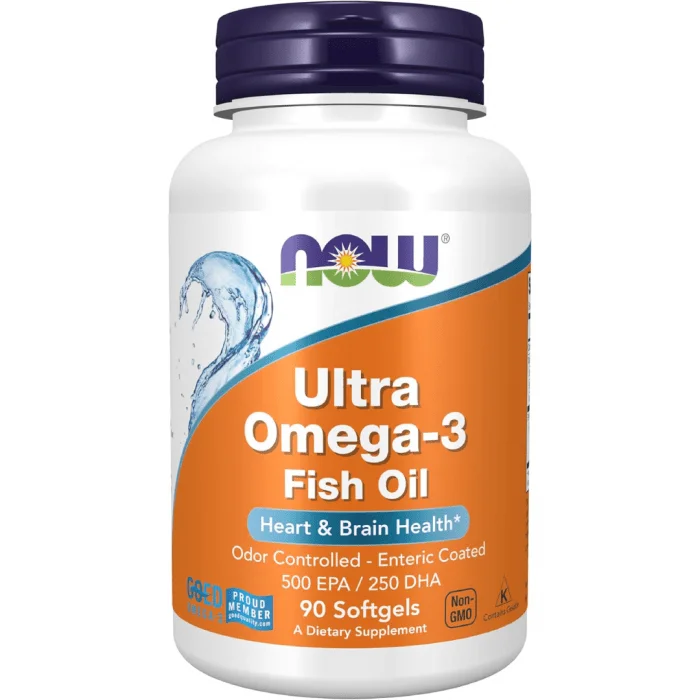 NOW Foods Ultra Omega-3 Molecularly Distilled and Enteric Coated - 90 Softgels - Image 1