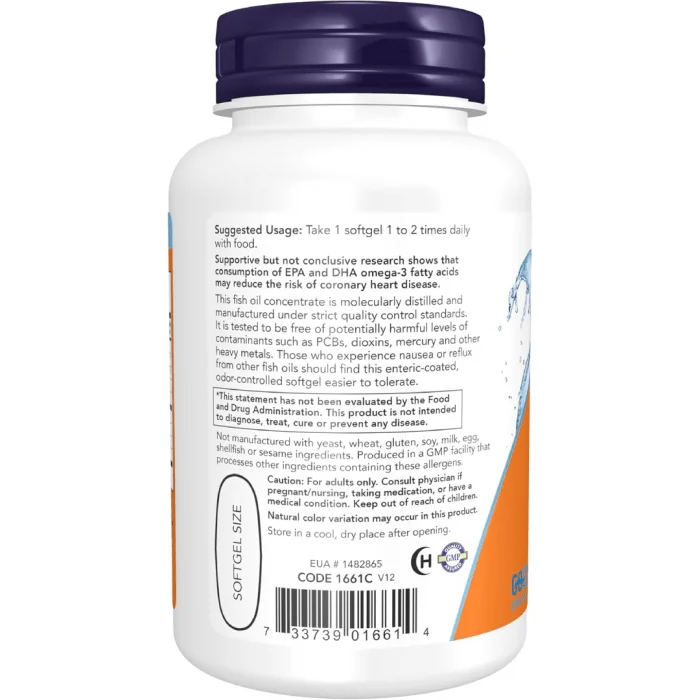 NOW Foods Ultra Omega-3 Molecularly Distilled and Enteric Coated - 90 Softgels - Image 3