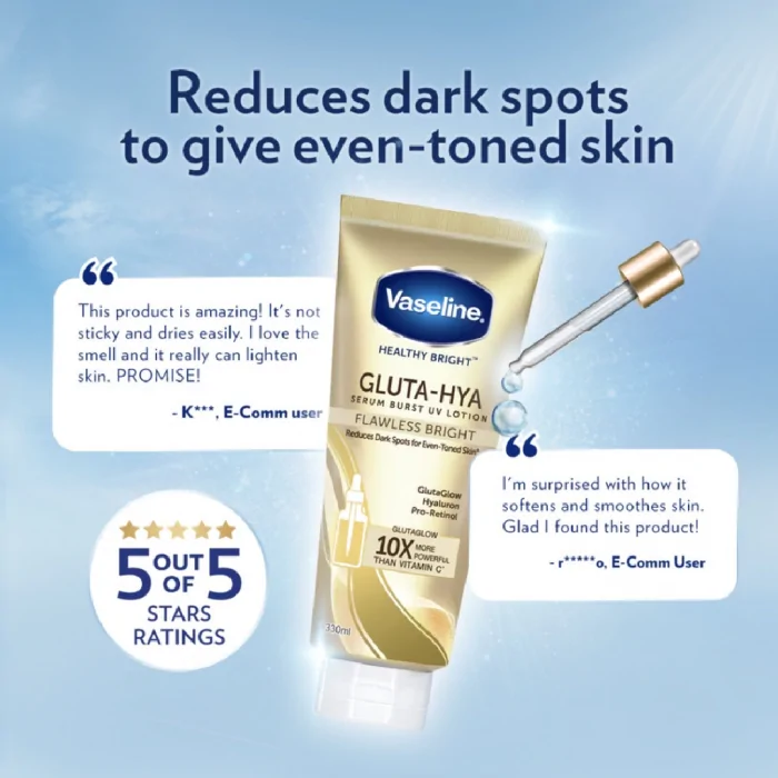 Vaseline Gluta-Hya Flawless Glow Serum-In-Lotion – 330ml - Image 2