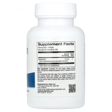 Lake Avenue Nutrition, Astaxanthin, 10 mg, 120 Veggie Softgels