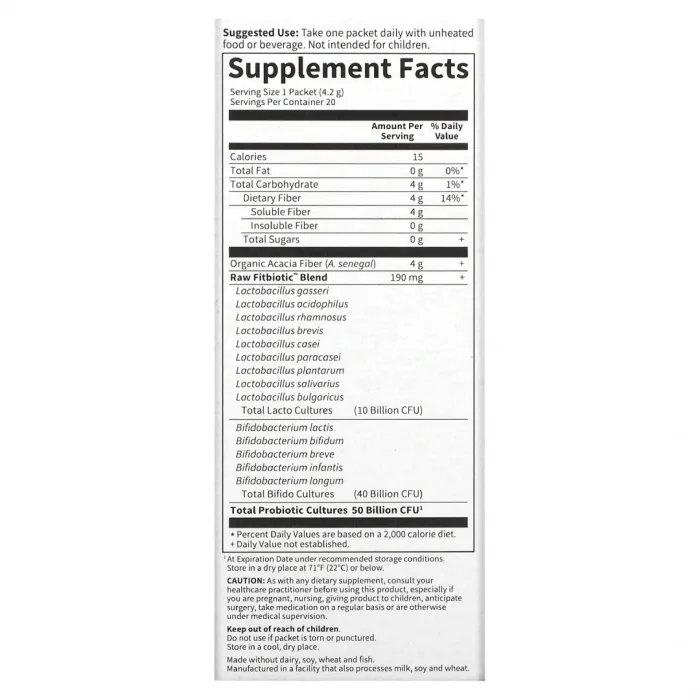 Garden of Life, Dr. Formulated Probiotics Fitbiotic, Unflavored, 20 Packets, 0.15 oz