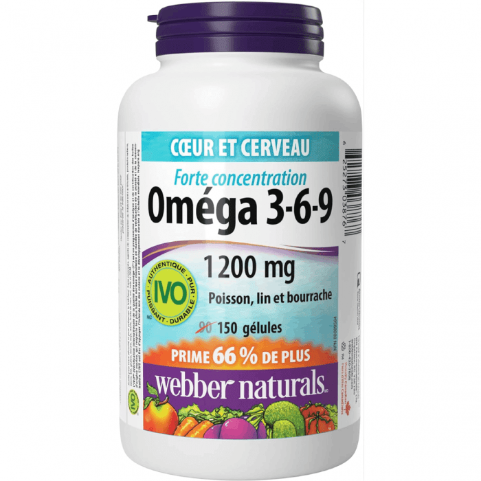 Webber Naturals Omega 3-6-9 Flaxseed, Fish & Borage Oils 1200 mg, 150 softgels