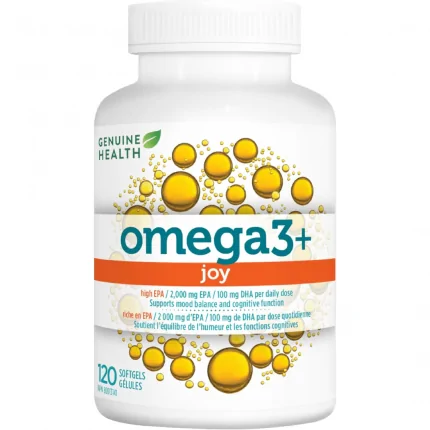 Genuine Health Omega3+ Joy, 120 softgels, 2000mg EPA, 100mg DHA, Supports healthy daily mood balance, Wild-caught, Non-GMO