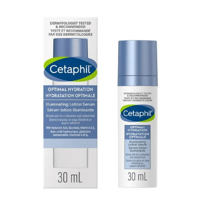 Cetaphil Optimal Hydration Illuminating Lotion Serum | For Sensitive, Dry and Dehydrated Skin | 48hr Hydration | Made with Hyaluronic Acid | 30ml, Dermatologist Recommended