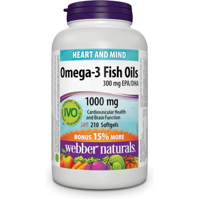 Webber Naturals Omega-3 Fish Oils - 210 Softgels (Bonus Size) - Image 1