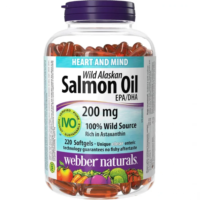 Webber Naturals Wild Alaskan Salmon Oil, 200 mg, 220-Count - Image 1