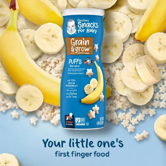 Gerber Baby Food Banana Puffs Snack (1.48 oz) - Image 4