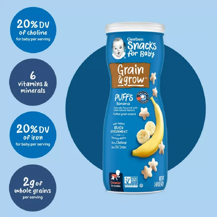 Gerber Baby Food Banana Puffs Snack (1.48 oz) - Image 6