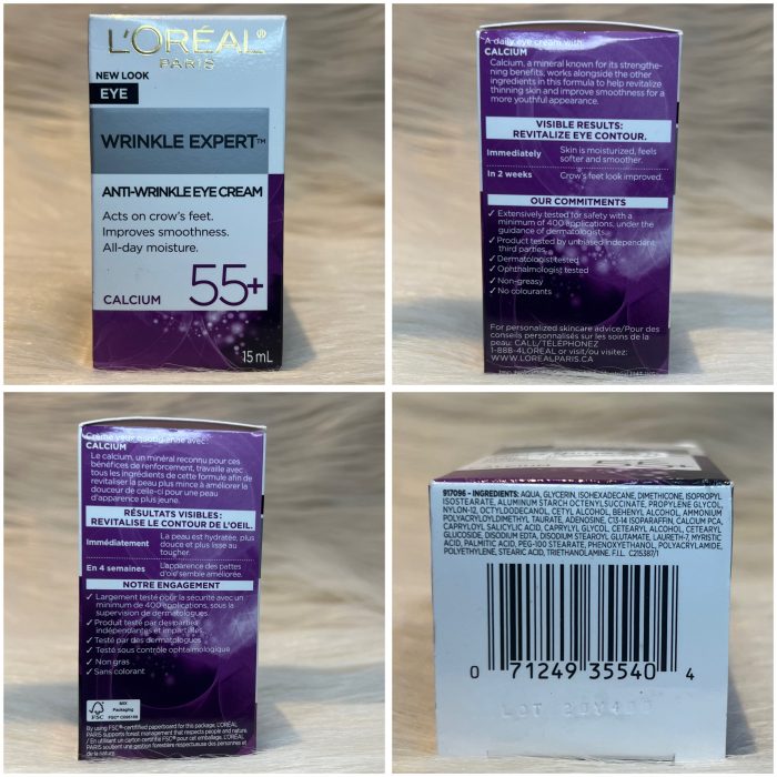 L'Oreal Paris Wrinkle Expert 55+ Anti-Wrinkle Eye Cream with Calcium, Reduce Crow's feet, 0.5 Oz - Image 3