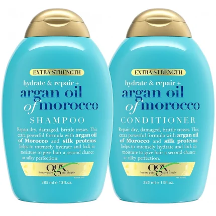 OGX Extra Strength Hydrate & Repair + Argan Oil of Morocco Shampoo & Conditioner Set , 385ml