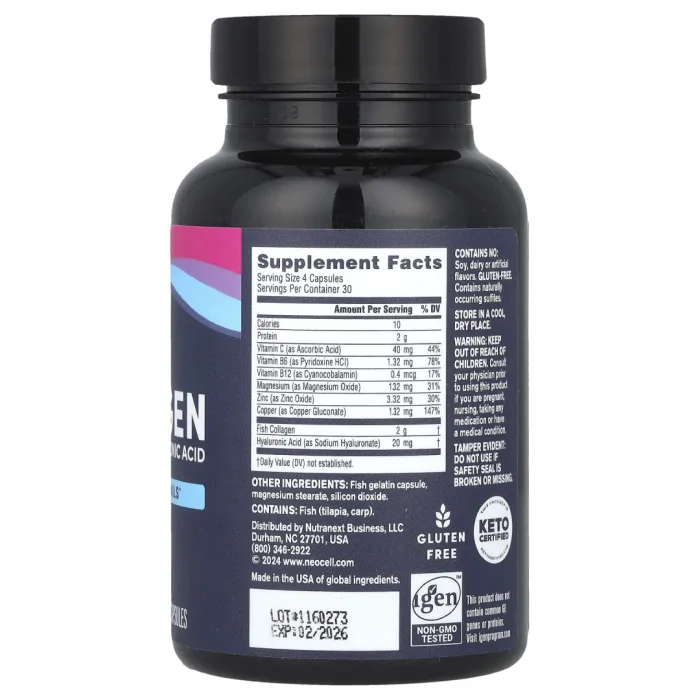 NeoCell, Marine Collagen With Hyaluronic Acid, 120 Capsules USA (Packaging may vary) - Image 2