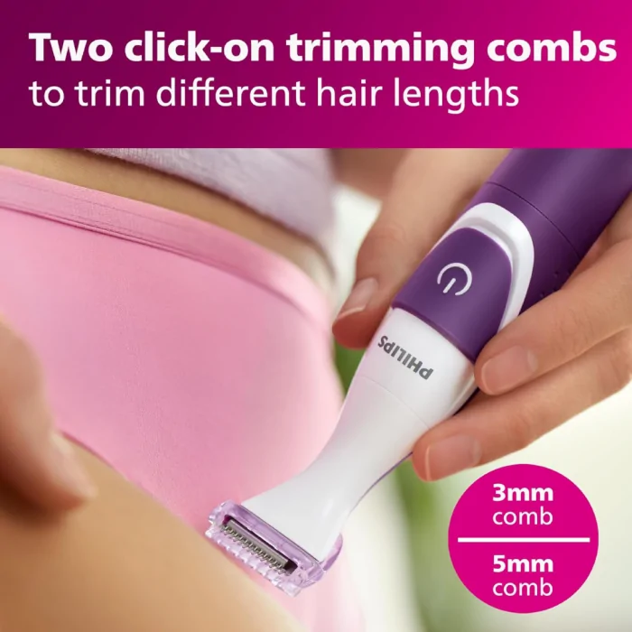 Philips Beauty Bikini Genie Cordless Trimmer for Bikini Line Hair Removal, with Shaving Head and Comb - Image 8