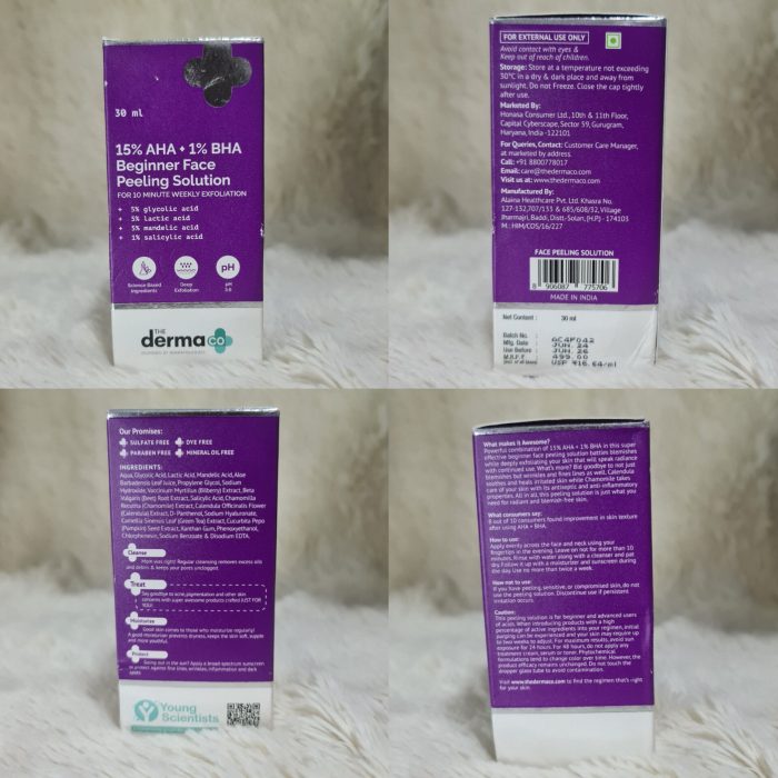 The Derma Co 15% AHA + 1% BHA Beginner Facial Exfoliant peeling Solution 30ml - Image 6