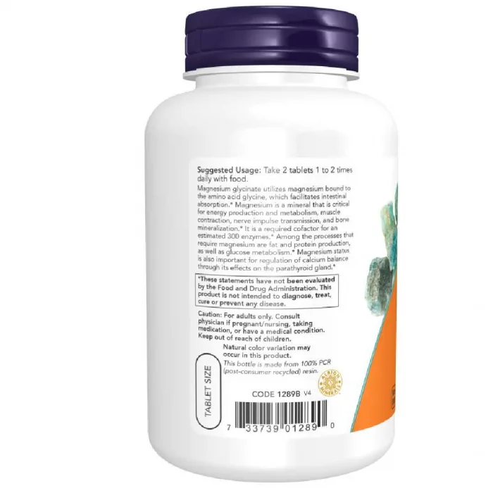 Now Foods Magnesium Glycinate 180 Tablets - Image 3
