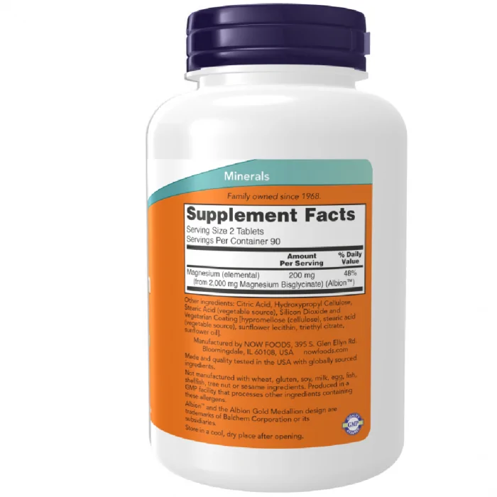 Now Foods Magnesium Glycinate 180 Tablets - Image 2
