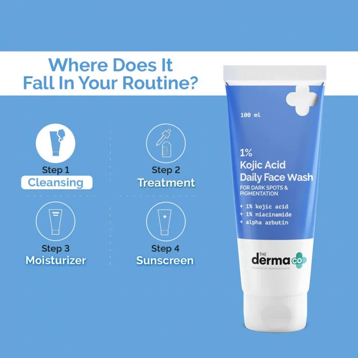The Derma Co 1% Kojic Acid Face Wash I With Niacinamide & Alpha Arbutin I Reduces Dark Spots & Pigmentation I  For All Skin Types- 100ml - Image 2