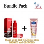 Bundle Pack : Vaseline Gluta-Hya Serum Burst Lotion Dewy Radiance 330ml + The Elf Nano White Dose Premium White Plus Serum – 60ml