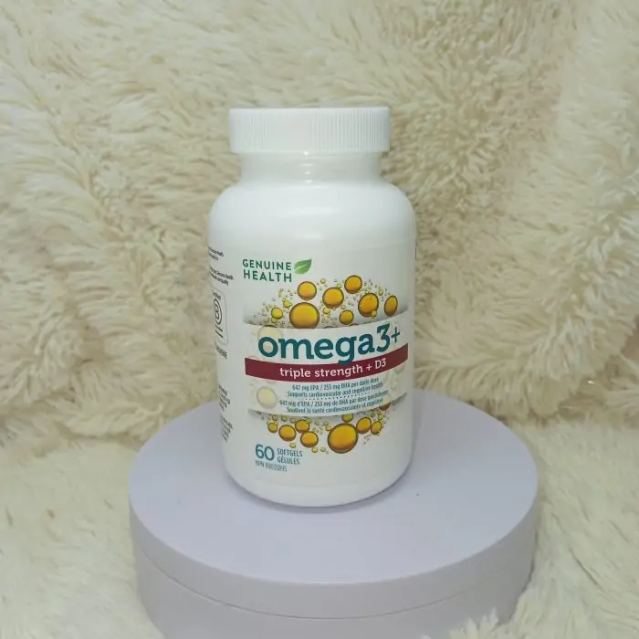 Genuine Health Omega3+ Triple-Strength + D3, 60 softgels - Image 3
