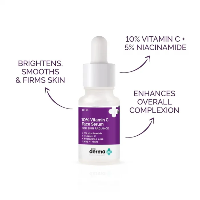 Derma Co 10% Vitamin C Face Serum | Helps Restore Natural Glow | Tightens Pores & Hydrates Dry, Dull Skin | Radiance Serum for All Skin Types 10ml - Image 3